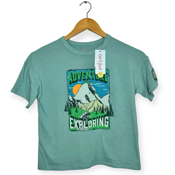 New Cat & Jack Boy Tee Color: Ocean Green Size: Black S (6/7) “Adventure - Picture 1 of 13